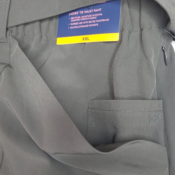 Modern Ambition Pants OLIVE Tie-Front Tapered Leg Pockets Elastic Waist Sz 2XL - Picture 10 of 16